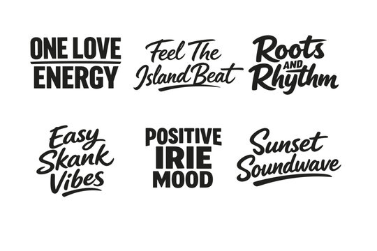 Celebrating Vibrant Island Culture with Energetic Expressions of Love, Music, and Positive Vibes in Dynamic Typography Designs