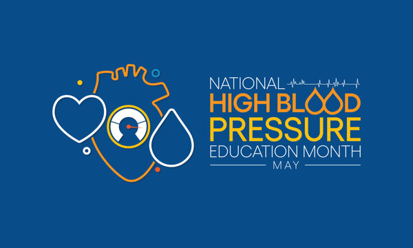 High Blood pressure (HBP) education month is observed every year in May. it is also called hypertension. vector illustration
