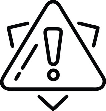 Warning sign with exclamation mark inside a triangular border and downward arrow