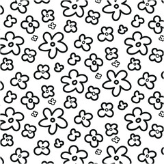 Fototapeta premium Seamless Minimalist Flower Outline Scattered Pattern Clipart.