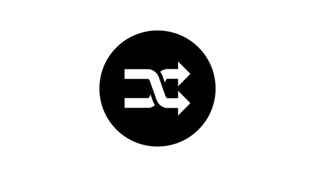 Shuffle icon with crossing arrows for music playlist, random order, and data mix concept on transparent background 