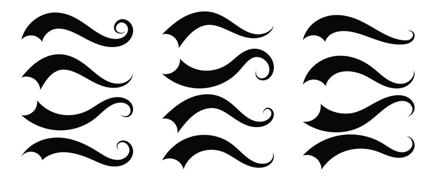 Swoosh and swash tails collection. Swooshes text tail for baseball design. Sports swash underline shapes set in retro style. eps10.