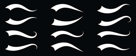 Swoosh and swash tails line and flat collection. Swooshes text tail for baseball design. Sport logo typography elements. Vector illustration. eps10. © Thought Leader