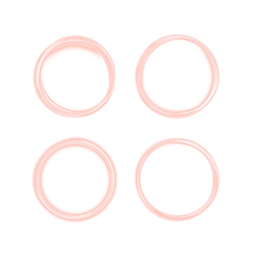 Glowing red neon circle creates vibrant luminous ring with smooth light gradient. Futuristic design adds bold energy and clarity. Isolated PNG element perfect for overlays and modern visuals.