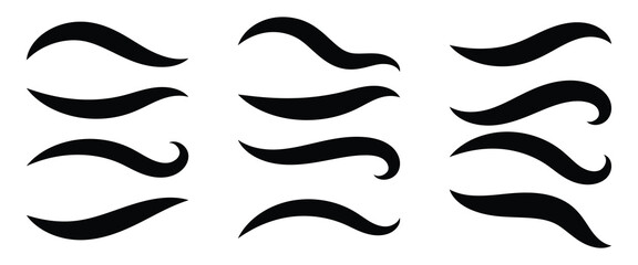 Set of Swoosh and swoop underline typography tails shape in flat styles. Swoosh line vector, underline swish, stroke swash swirl, Brush drawn curved smear.  eps10. © Thought Leader