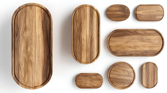 Walnut Oval Cutting Boards &acirc;&euro;&ldquo; White Background Collage with Multi-Angle Views