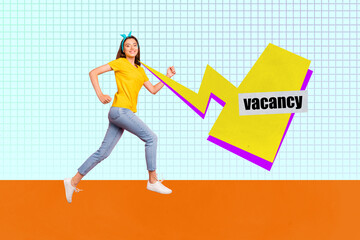 Banner 3d poster image art collage of happy businessman businesswoman receive cv employment...