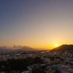 Sunset Aerial View - Nha Trang, Vietnam - Mountain, River