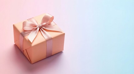 Fototapeta premium Gift box with ribbon on a pastel background for special occasions like Mother's Day or birthdays