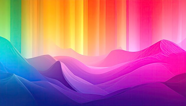 Abstract undulating rainbow color landscape backdrop waves of vivid spectrum layers with smooth transitions design element wallpaper