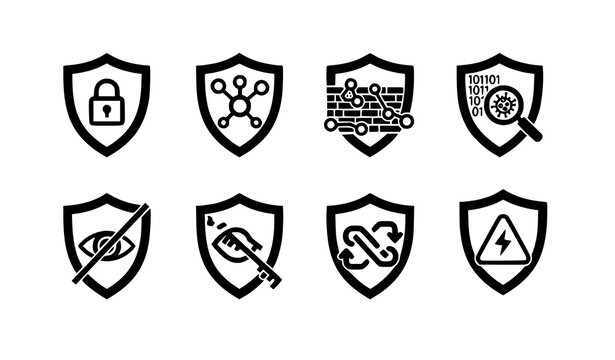 A set of security icons in a flat design style