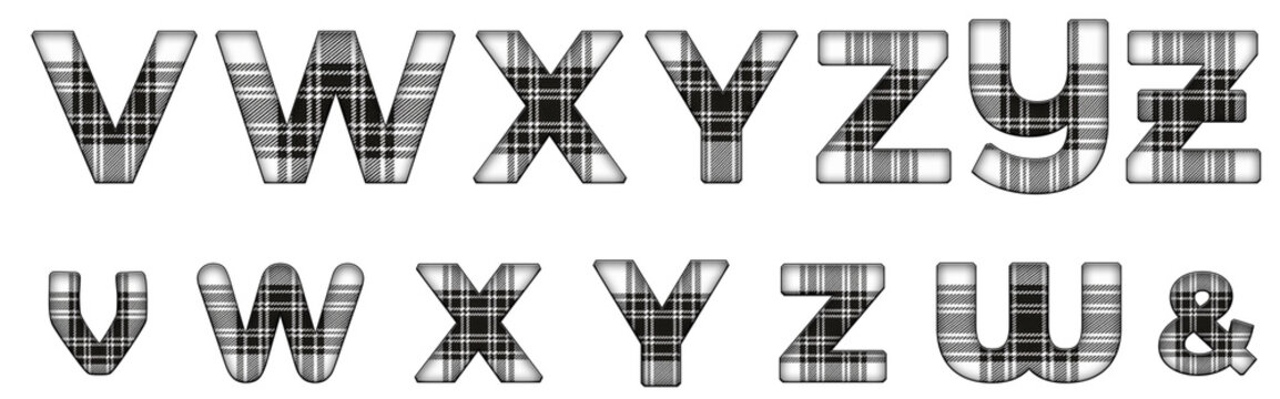 Cloth pattern texture V, W, X, Y, Z word design text alphabet letter typography font design