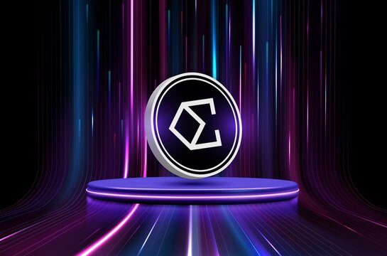 Ethena ENA virtual currency image in the digital background. 3d illustrations.