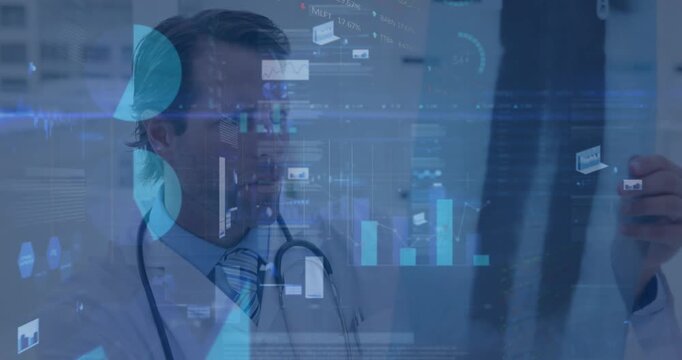 Doctor's x-ray examination highlights global economic interconnectedness.