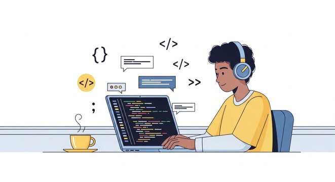 man working on computer