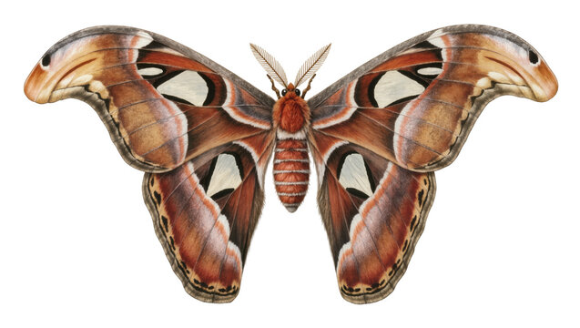 Magnificent Atlas moth known for its impressive size and beautiful wing patterns