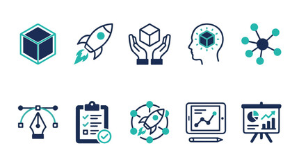 Modern Business Startup Icons for Strategy and Data Analysis © Anzuman