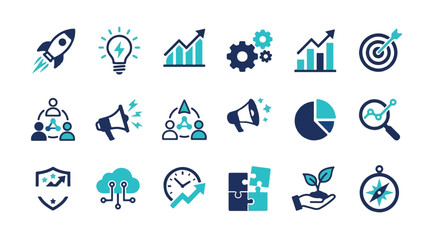 Fototapeta premium Strategic Business Planning and Innovation Icon Set