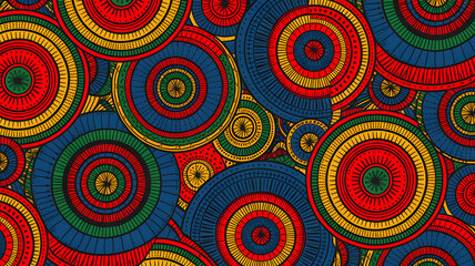 Fototapeta premium Vibrant Ethnic Abstract Pattern with Circles and Geometric Designs
