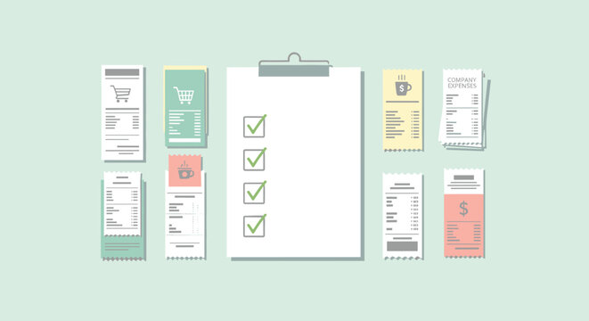 Flat minimalist illustration of company expense tracking