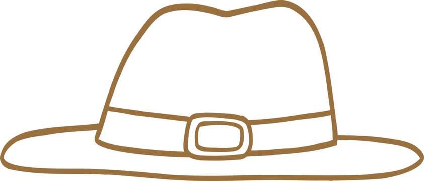 Safari Hat Scout Handdrawn Line Cartoon Illustration