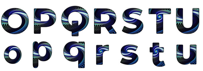 Swirl 3d fondo design o, p, q, r, s, t, u word design text alphabet letter typography font design © skopurbo