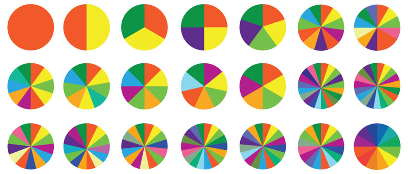 Pie charts diagrams, different circles, donut and pie chart infographic elements set, diagram collection with circular icons for info-graphic