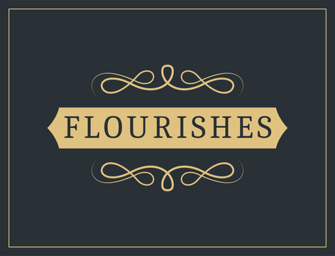 Flourishes calligraphic vintage ornamental background. Vector luxury invitation, restaurant menu or royalty certificate. Golden ornate page with swirls and vignettes elements