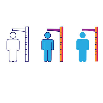 person height measurement vector icon set with stadiometer ruler isolated on white background