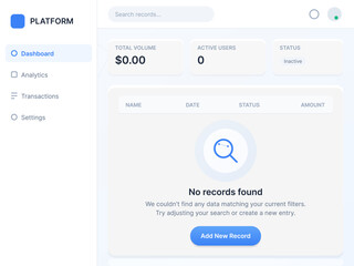 Obraz premium No Records Found Dashboard User Insight Interface