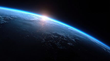 Fototapeta premium Stunning Sunrise Over Earth Horizon From Space