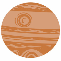A stylized illustration of the planet jupiter with swirling bands © Roni