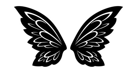 Obraz premium Pair of black and white butterfly wings isolated on a plain background.