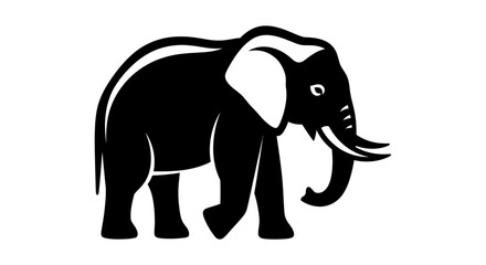 Obraz premium A black and white illustration of an elephant walking forward showcases its large ears and trunk.