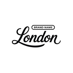 Fototapeta premium Elegant script typography spelling london with a brand name banner above