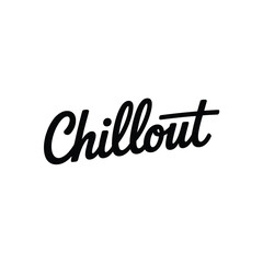 The word chillout is displayed in elegant black cursive lettering on a white background © MSTTARZINA