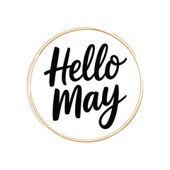 Fototapeta premium A minimalist graphic featuring the words hello may inside a golden circle
