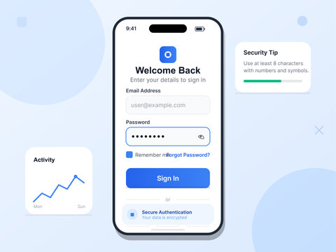 Secure Mobile Sign In Screen with Security Tip