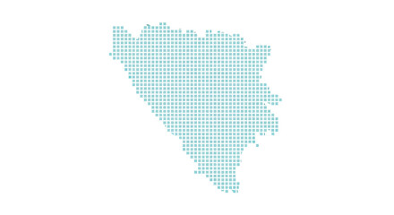 Fototapeta premium A teal pixelated map depicting the country of bosnia and herzegovina isolated on white high quality