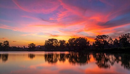 Naklejka premium Sunset Reflection over Calm Water