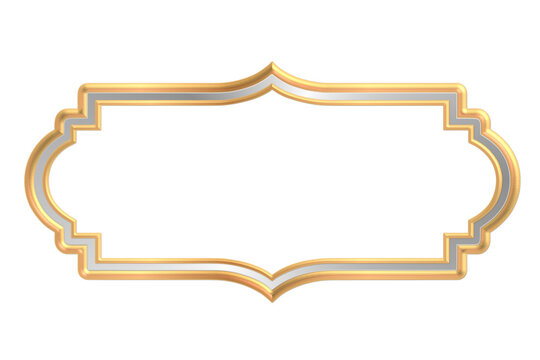 Luxury gold ornamental frame with scalloped shape, elegant decorative border isolated on white background vector SVG.