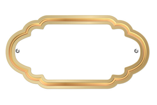 Luxury gold ornamental frame with scalloped shape, elegant decorative border isolated on white background vector SVG.