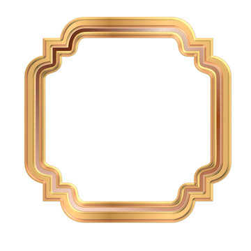 Luxury gold ornamental frame with scalloped shape, elegant decorative border isolated on white background vector SVG.