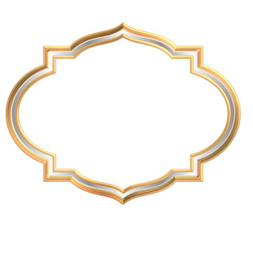 Luxury gold ornamental frame with scalloped shape, elegant decorative border isolated on white background vector SVG.