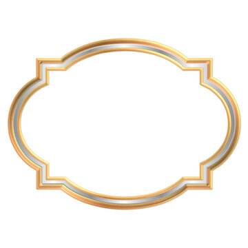 Luxury gold ornamental frame with scalloped shape, elegant decorative border isolated on white background vector SVG.