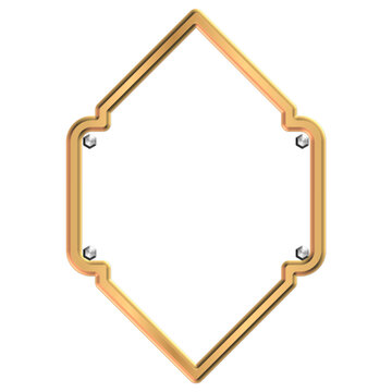 Luxury gold ornamental frame with scalloped shape, elegant decorative border isolated on white background vector SVG.
