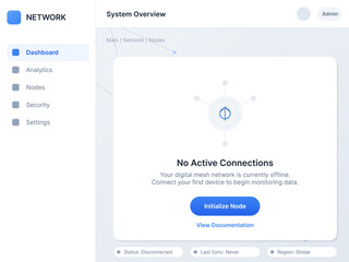Obraz premium Network Dashboard No Active Connections Screen