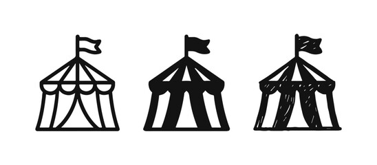 Circus Tent with Flag Icon Set - Entertainment and Event Symbol © ICONS FOR YOU
