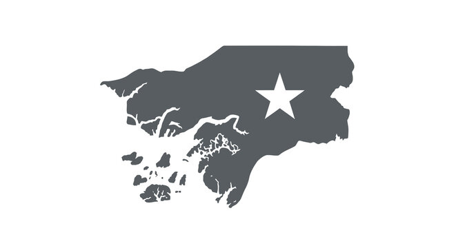 A black silhouette of the state of delaware with a white five pointed star high quality