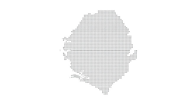 A dotted map of ireland rendered in a minimalist pointillistic style on a white background